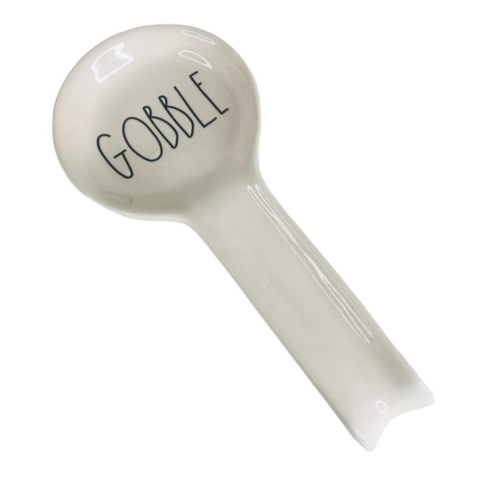 New Rae Dunn Thanksgiving GOBBLE Spoon‎ Rest Black Lettering Artisan Collection
